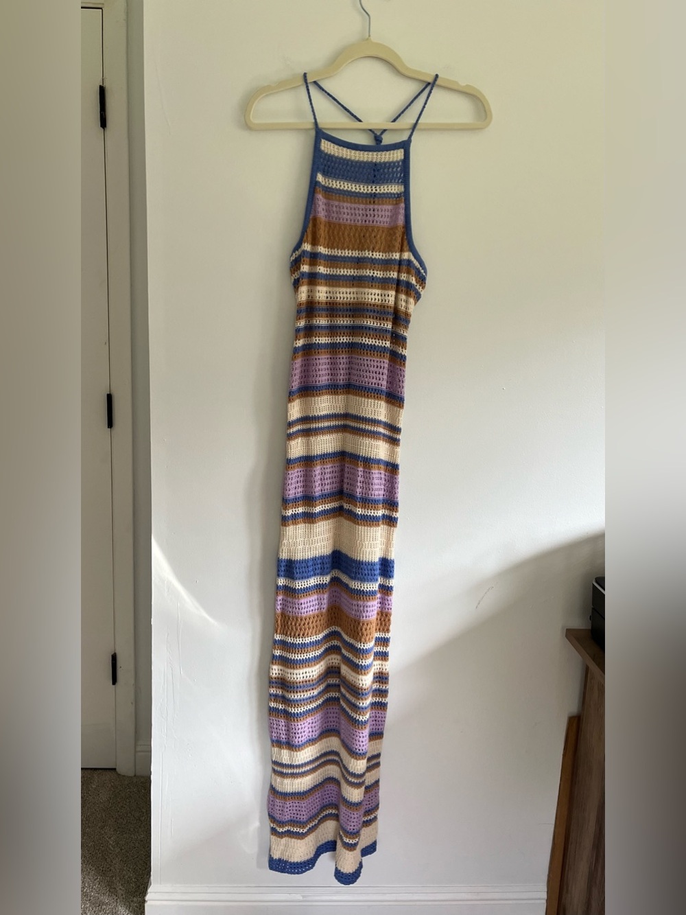 L*SPACE Allegra Crochet Halter Maxi Dress Multi Color Bathing Suit Swim Coverup - Picture 2 of 7